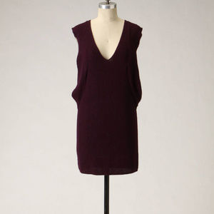 Anthropologie Purple V-Neck Sweater Tunic Lanky Yarns Pullover By Shae size M